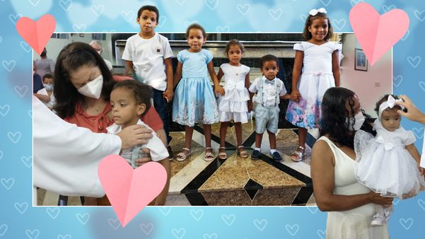 Dia do batismo dos seis irmãos acolhidos