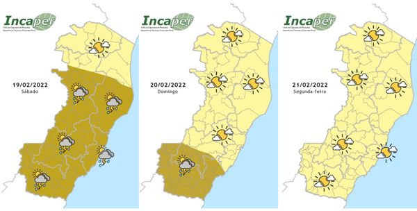 Fim de semana deve ser de chuva em partes do ES