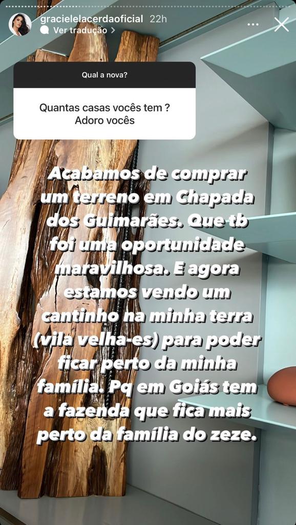 Graciele Lacerda revela que está procurando casa em Vila Velha