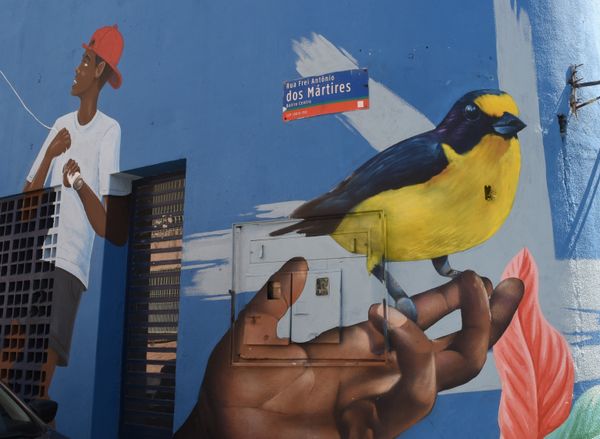 Muros coloridos do Projeto Cores que acolhem - Colorindo o Centro - na entrada do morro da Piedade, Vitória.  por Carlos Alberto Silva