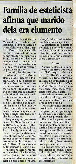 Reportagem publicada por A Gazeta em 2 de novembro de 2001
