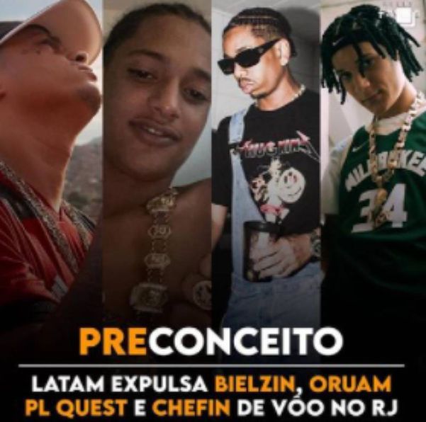 Montagem divulgada pelo rapper PL Quest, alegando que foi vítima de discriminação