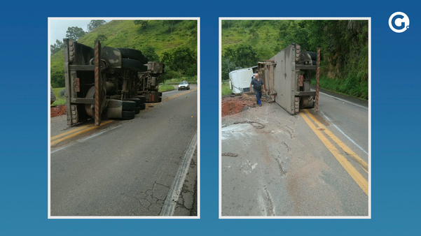 Caminhão tomba na rodovia ES 165, em Castelo