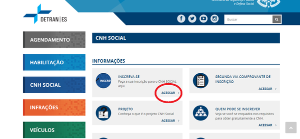 No box INSCREVER-SE, clique na opção ACESSAR