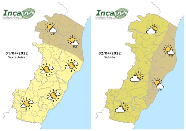 Previsão do Incaper para os próximos dois dias