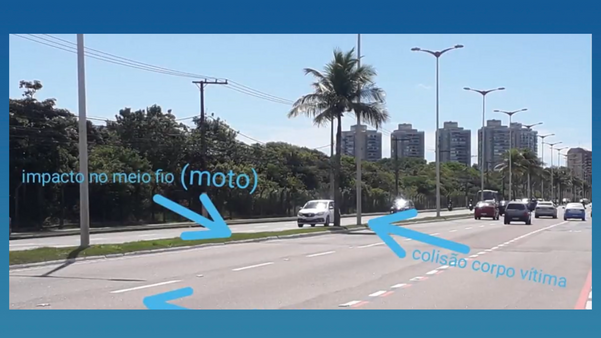 Ilustração obtida pela TV Gazeta mostra como foi o impacto da moto