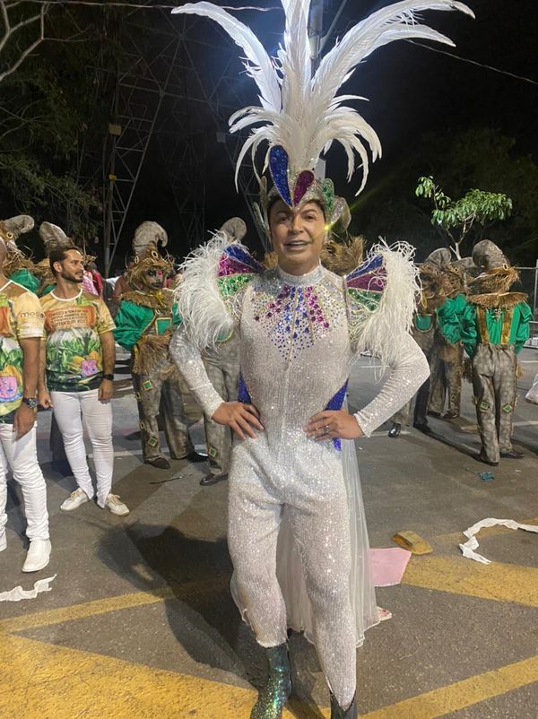 David Brazil desfilou no Sambão do Povo com uma fantasia inspirada no DNA