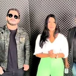 Daniel Diau, Silvânia Aquino e Bell Oliver, integrantes da banda Calcinha Preta