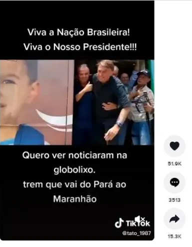 Passando a Limpo: Vídeo de Bolsonaro é de inauguração de trecho do VLT na Grande Natal e não de ferrovia que liga o Pará ao Maranhão