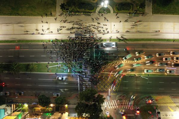 Fotografias aéreas registram ato pela morte da modelo Luísa Lopes por Diogo Buloto