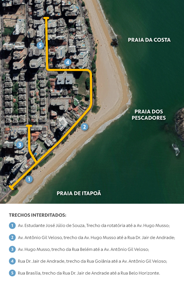 Mapa de interdições em Vila Velha