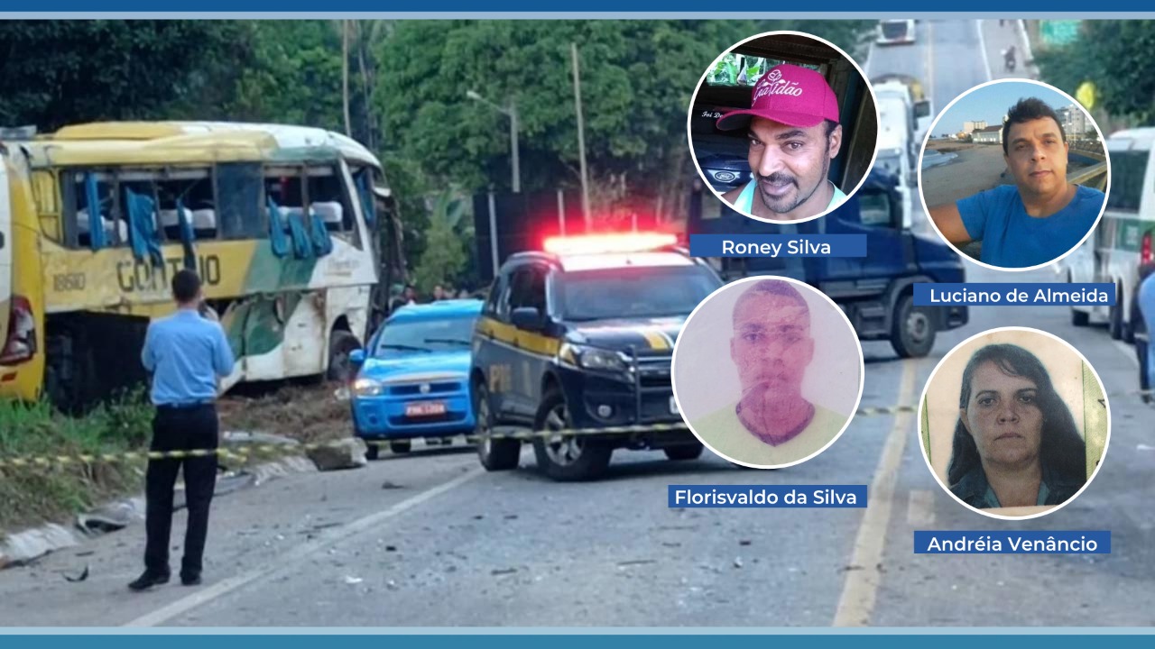 Ônibus da viação Gontijo e carro colidiram na madrugada de sábado; cinco pessoas morreram, entre elas o motorista do ônibus e dois lavradores de Ibatiba