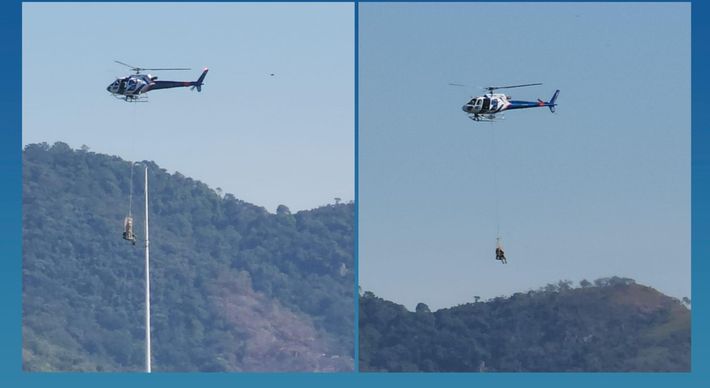 De helicóptero, a bandeira brasileira foi retirada do mastro na manhã desta quinta-feira (19) e local permanecerá sem o símbolo nos próximos dias; entenda os motivos