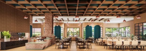 Salão gourmet com fogão de lenha por Vaz Desenvolvimento Imobiliário/Divulgaçao