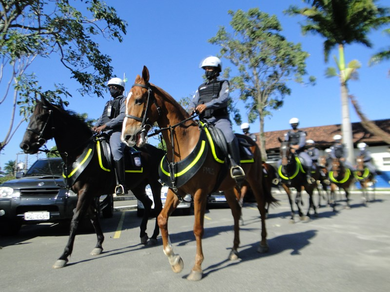 Cavalaria da Polícia Militar reforça patrulhamento em Vila Velha, na Grande Vitória. Crédito: Polícia Militar