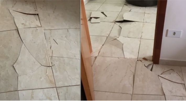 Vídeo viralizou nas redes sociais após uma moradora registrar o piso da sua casa estourando de fora a fora. Para especialistas, cada caso deve ser analisado para garantir a segurança dos moradores