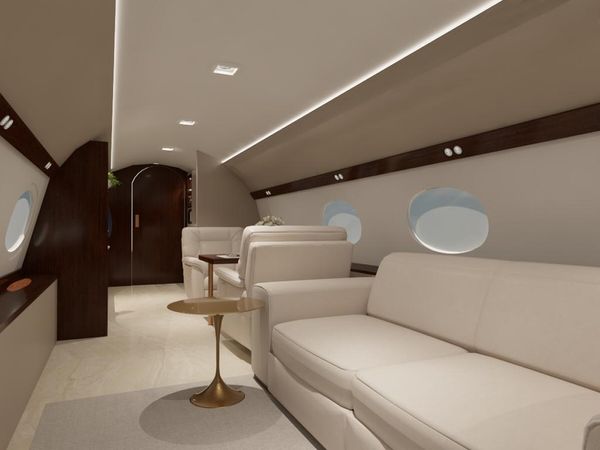 Projeto apresenta sala de estar do avião-suíte por Divulgação | Joarez Sofiste