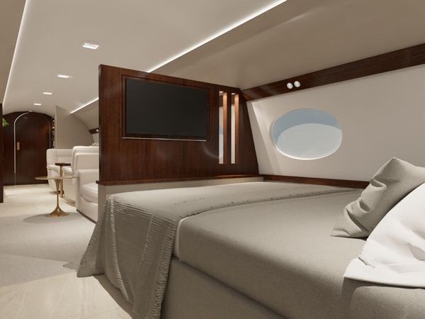 Projeto apresenta o quarto com TV do avião-suíte por Divulgação | Joarez Sofiste