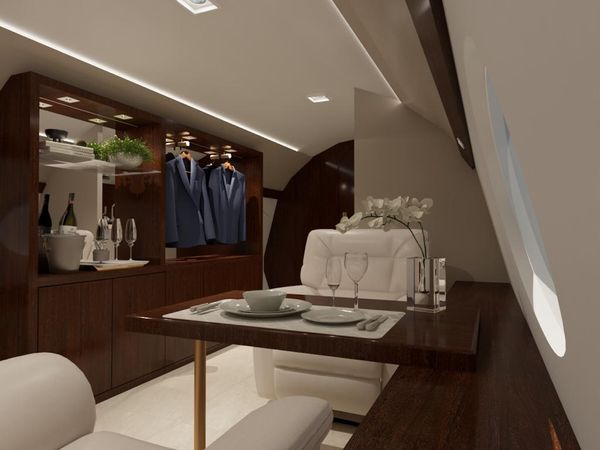 Projeto apresenta sala de jantar do avião-suíte por Divulgação | Joarez Sofiste