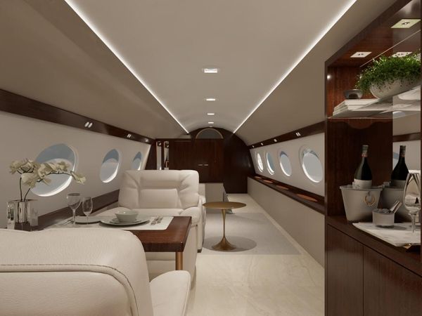 Projeto apresenta sala de jantar do avião-suíte por Divulgação | Joarez Sofiste