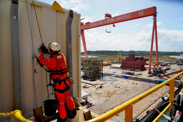 Visita de A Gazeta à P 71, navio plataforma da Petrobrás que está em construção no Estaleiro Jurong, em Aracruz, ES por Fernando Madeira