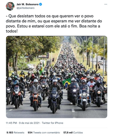 Passando a Limpo: Post no Facebook engana ao divulgar atos pró-Bolsonaro de 2021 como se fossem atuais