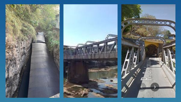 Carreta agarra na ponte de ferro em Cachoeiro 
