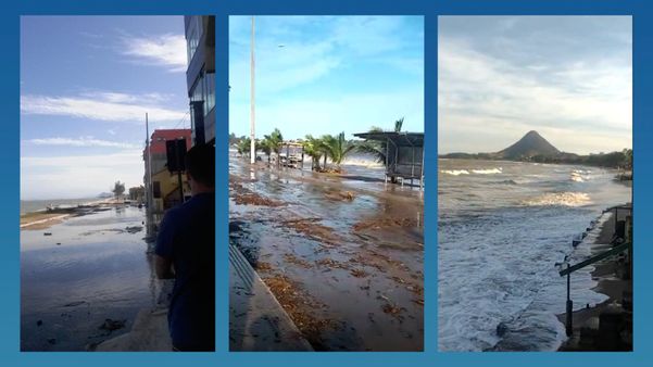 Mar fica agitado em Marataízes., Piúma e Anchieta
