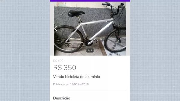 Bicicleta furtada de moradora estava sendo vendida a R$ 350 na internet.