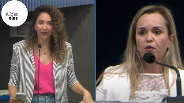 As vereadoras Karla Coser (PT), de Vitória, e Raphaela Moraes (Rede), da Serra, durante sessões no dia 22 de junho