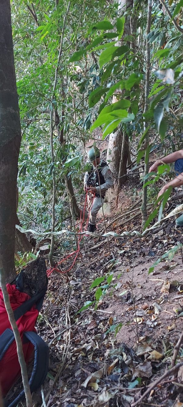 Bombeiros fazem rapel para resgatar cadela presa há dias por Divulgação/ Raphael Belone