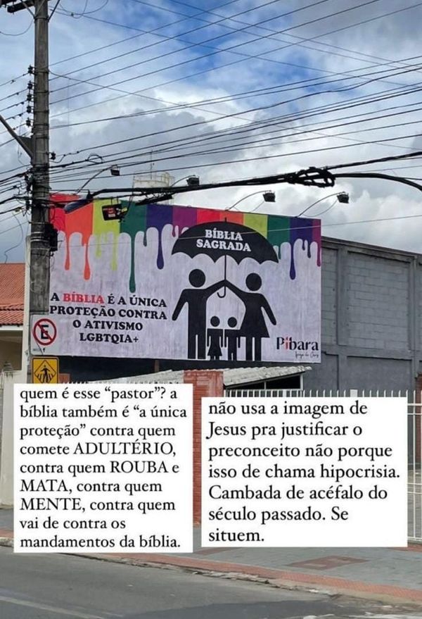 Outdoor de igreja do ES com mensagem contra ativismo LGBTQIA+ causa revolta por Redes Sociais