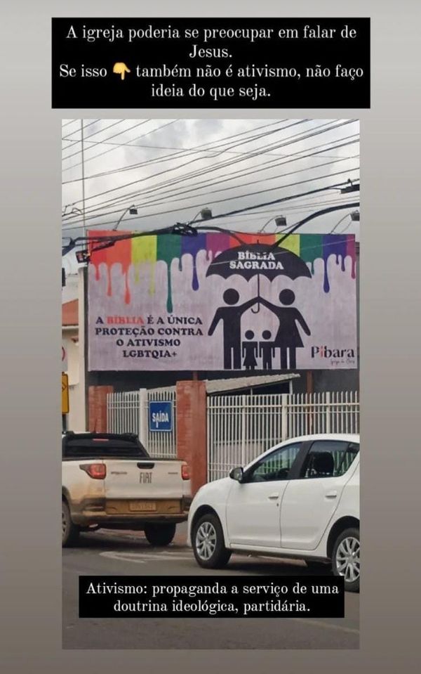 Outdoor de igreja do ES com mensagem contra ativismo LGBTQIA+ causa revolta por Redes Sociais