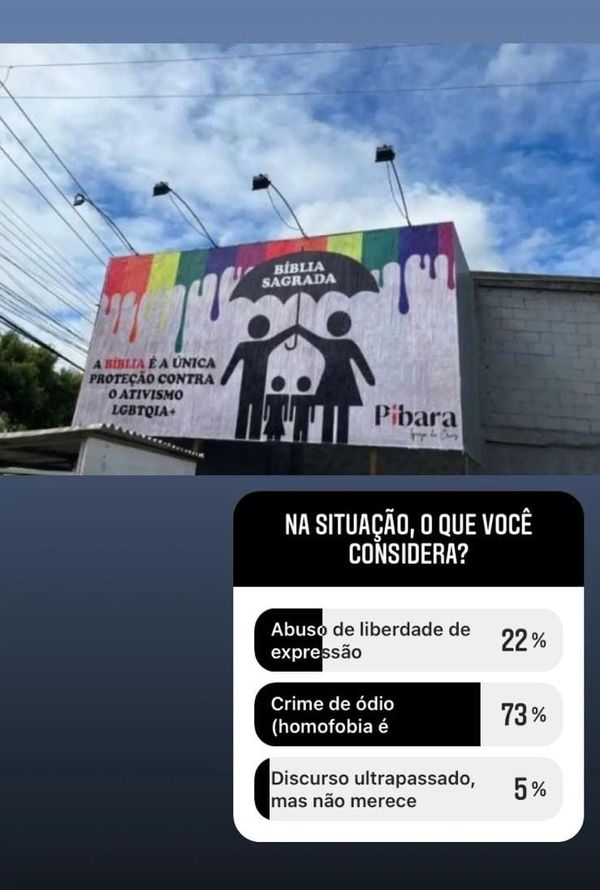 Outdoor de igreja do ES com mensagem contra ativismo LGBTQIA+ causa revolta por Redes Sociais