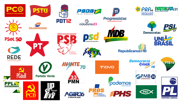Partidos políticos registrados no TSE de 2012 a 2022