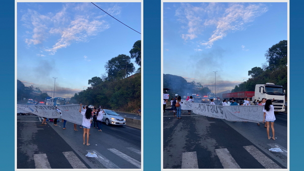 Manifestantes colocam fogo em pneus e fecham a BR 262 em Viana