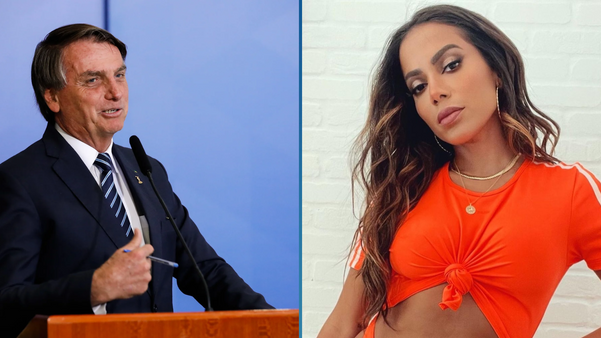 O presidente Jair Bolsonaro e a cantora Anitta 