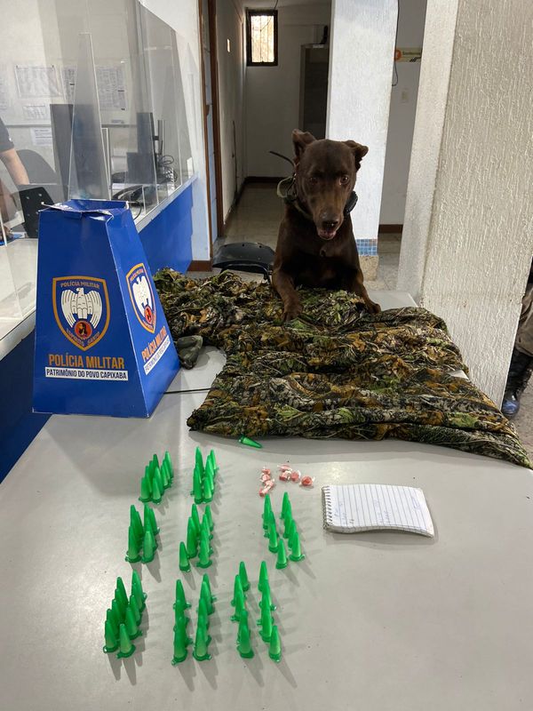 Batalhão de Ações com Cães apreende roupa camuflada e drogas no Moscoso por Divulgação | Polícia Militar