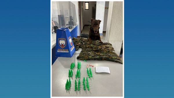 Além da roupa e touca camuflada, equipes do Batalhão de Ações com Cães encontraram drogas e dinheiro no Morro do Moscoso e Morro do Cabral, em Vitória