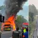 Imagem - Ônibus de turismo pega fogo na BR 101, em Conceição da Barra