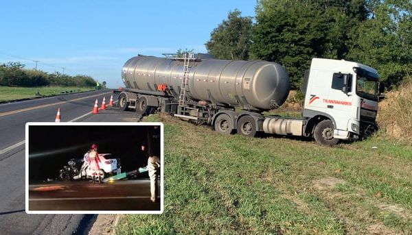 Motorista morre em grave acidente entre utilitário e carreta, na BR 101