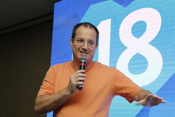 Marcel Carone, presidente do Avante no ES, em convenção da Federação Rede/Psol que lançou Audifax Barcelos como candidato ao governo