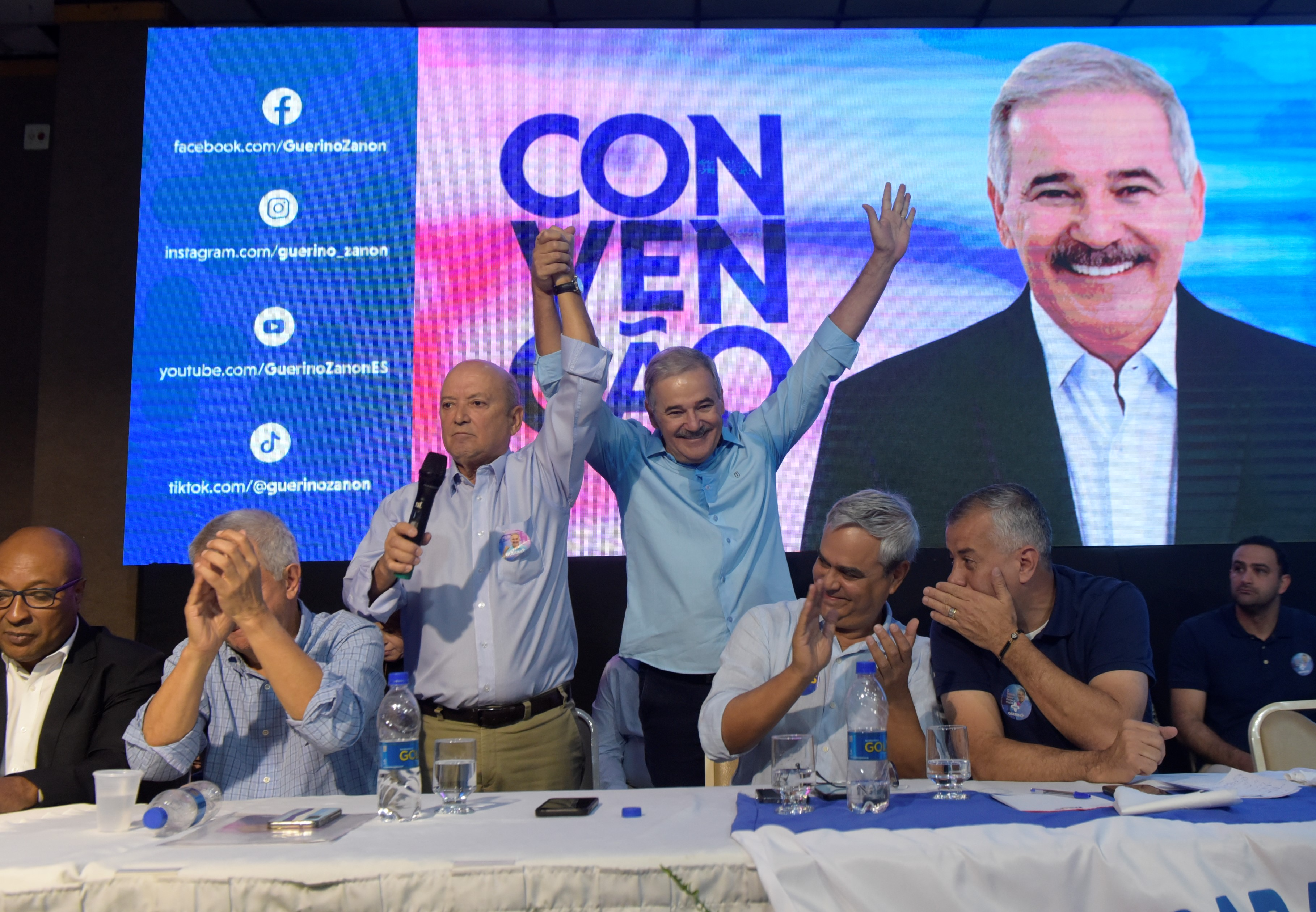 Ex-presidente do MDB, Lelo Coimbra esteve presente na convenção do PSD para apoiar Guerino Zanon. Crédito: Rodrigo Gavini