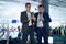O presidente do Sindifer e promotor da feira, Luís Cordeiro, com Jorge Oliveira, CEO Da ArcelorMittal Aços Planos América do Sul, homenageado na MEC SHOW 2022
