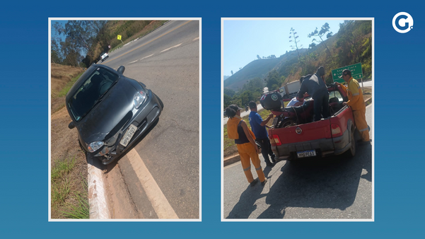 Colisão entre carro e moto deixa uma pessoa ferida em Ibatiba