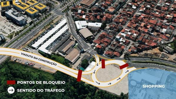 Intervenções fazem parte da terceira etapa das obras do Complexo Viário de Carapina, na Rodovia das Paneleiras. Trânsito será alterado na Avenida João Palácio, na Serra, a partir desta segunda-feira (15)