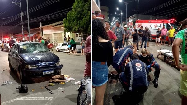 Motorista atropela quatro pessoas em cima de calçada em Linhares