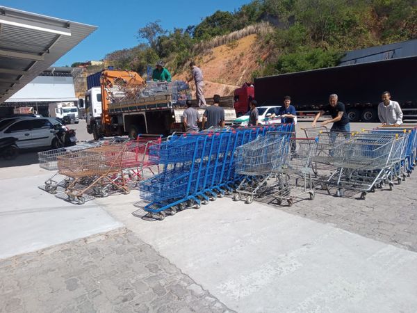Os 85 carrinhos de supermercado que estavam no local foram apreendidos por Divulgação | Polícia Civil
