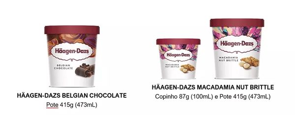 Potes de sorvete da Häagen-Dazs