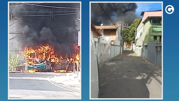 Ônibus incendiado na Grande Santo Antônio, em Vitória